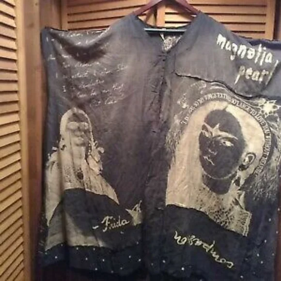 Rare Magnolia Pearl Frida Kahlo Jaya Kaftan Dress Ozzy Patchwork Artist Smock OS - Picture 13 of 17